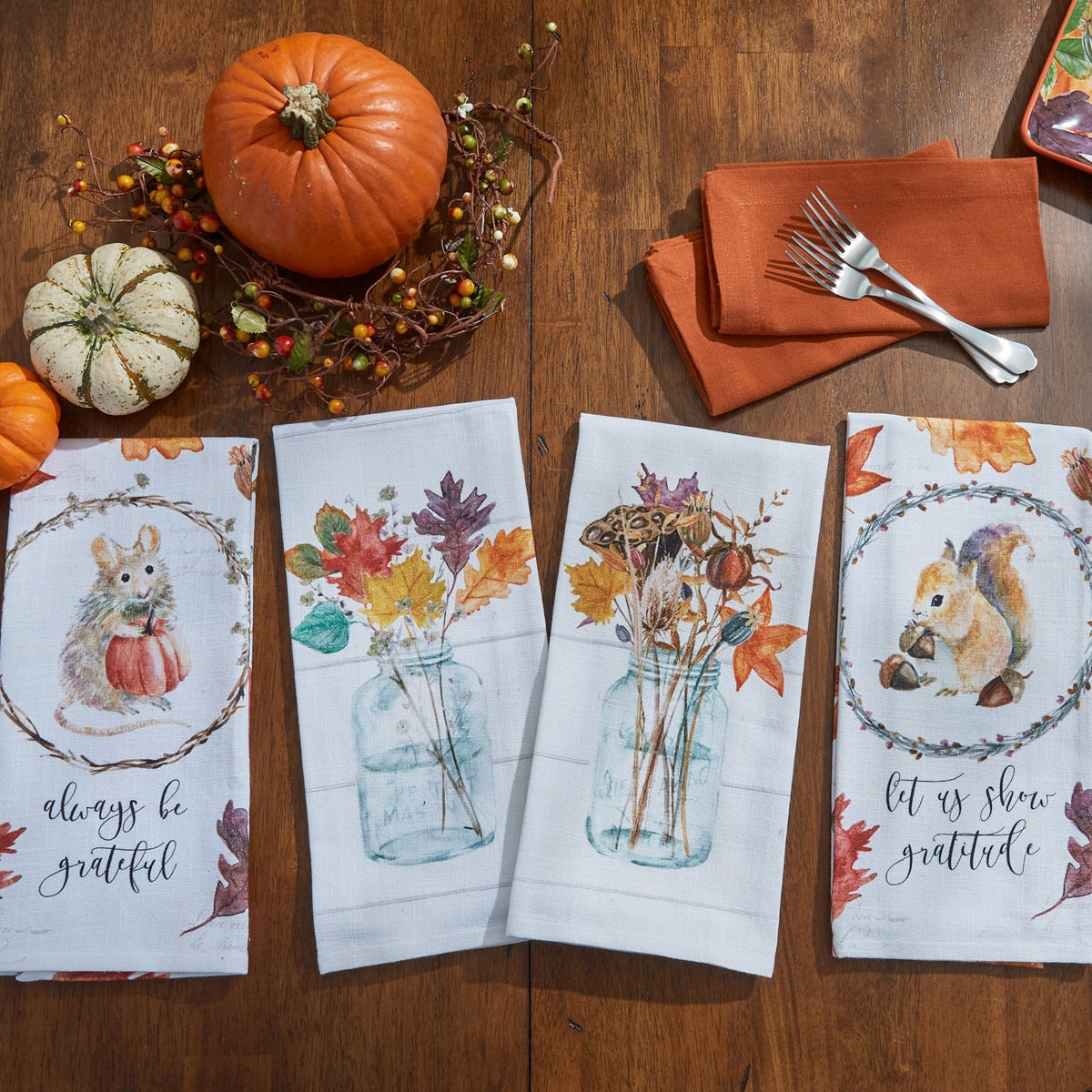 Park Designs Harvest Home Mason Jar Thistle Dishtowel - Set of 2
