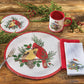 Park Designs Holiday Cardinal Love Print Braid Placemat 15" Dia - Set of 12
