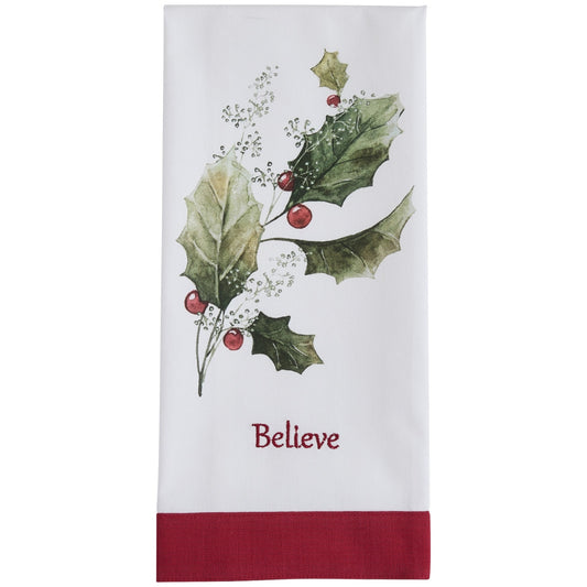 Park Designs Holly And Berries Believe Dishtowel - Set of 6