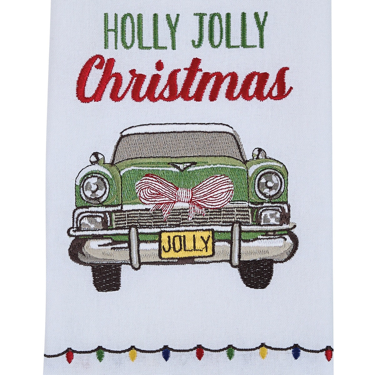 Park Designs Holly Jolly Christmas Car Embroidered Dishtowel - Set of 6