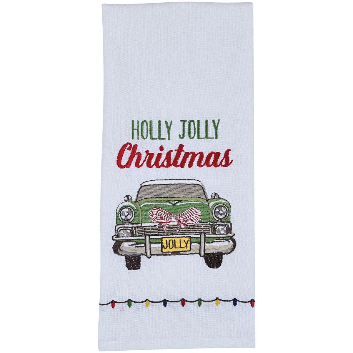 Park Designs Holly Jolly Christmas Car Embroidered Dishtowel - Set of 6