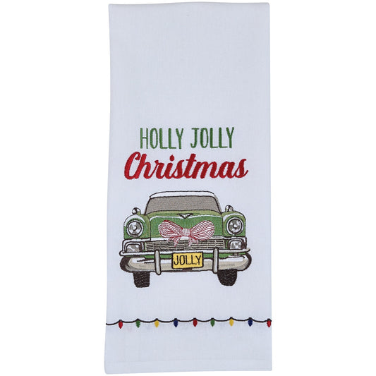 Park Designs Holly Jolly Christmas Car Embroidered Dishtowel - Set of 6