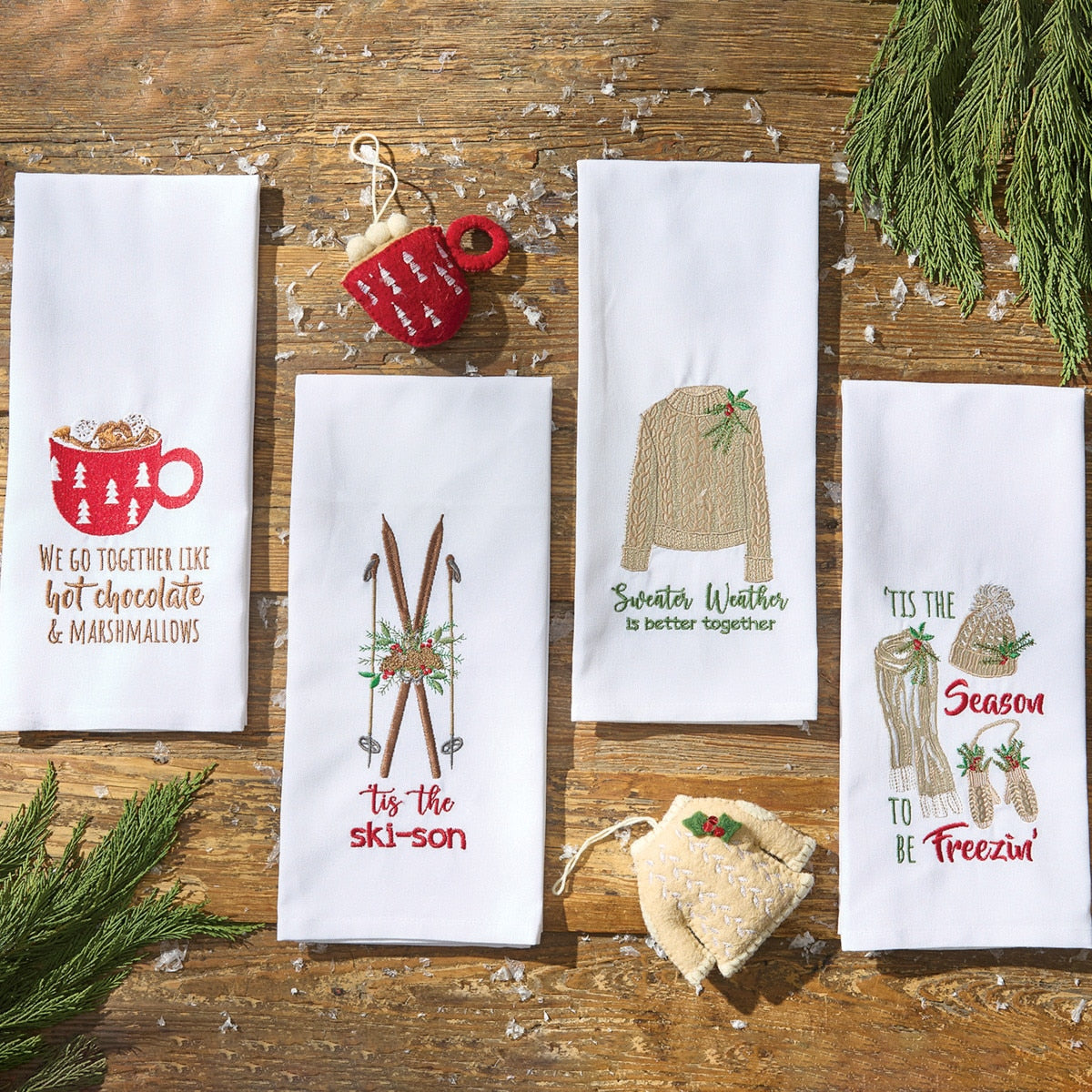 Park Designs Hot Chocolate Embroidered Dishtowel - Set of 6