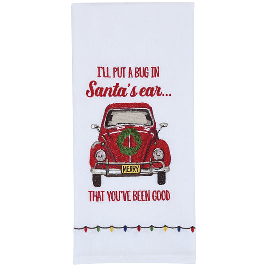 Park Designs I'll Put A Bug In Santa's Ear Embroidered Dishtowel - Set of 6