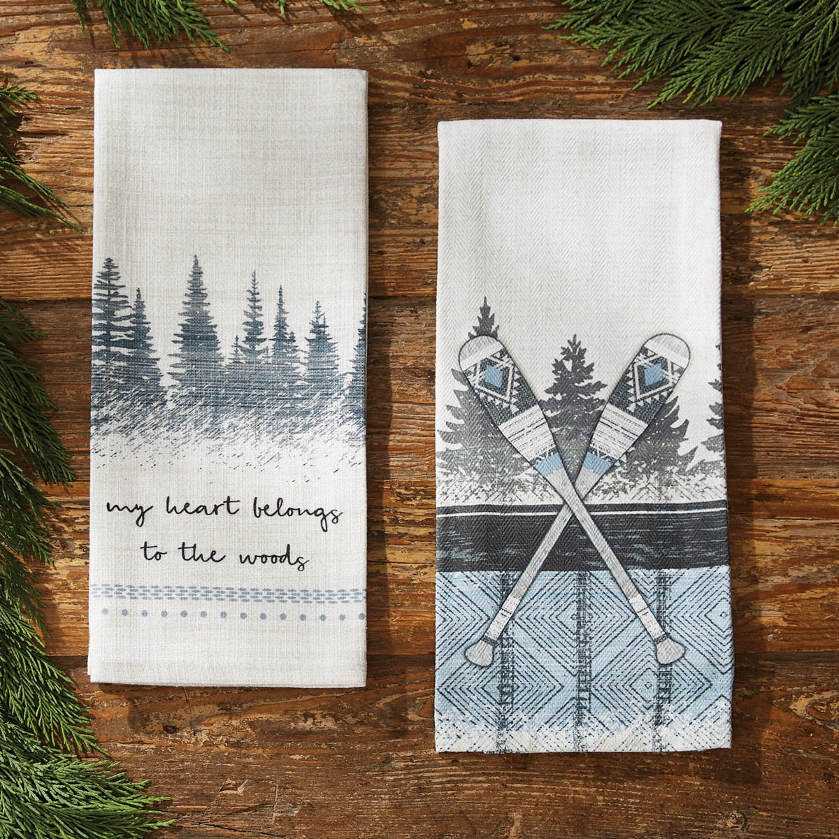 Park Designs Into The Woods Printed Paddles Dishtowel - Set of 6