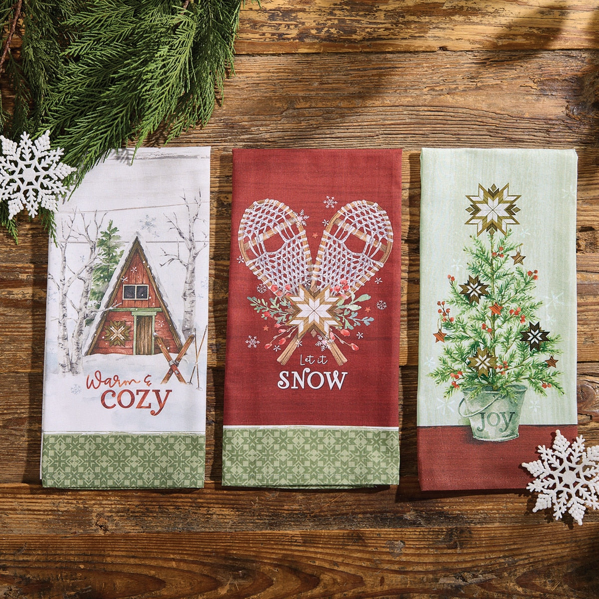 Park Designs Joy Christmas Tree Printed Dishtowel - Set of 6