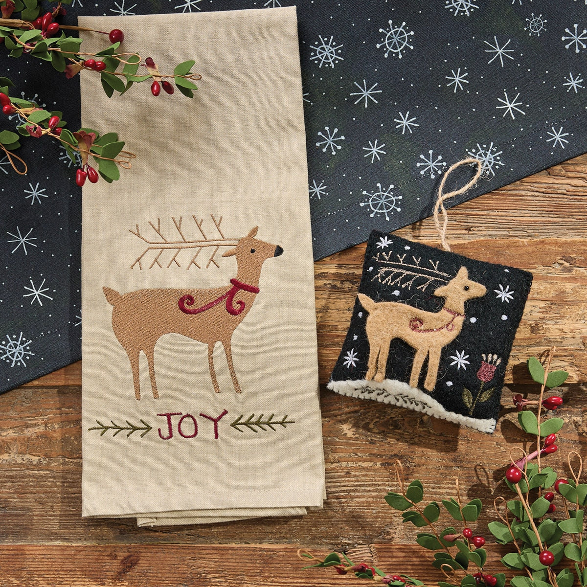 Park Designs Joyful Deer Emb. Dishtowel - Set of 6