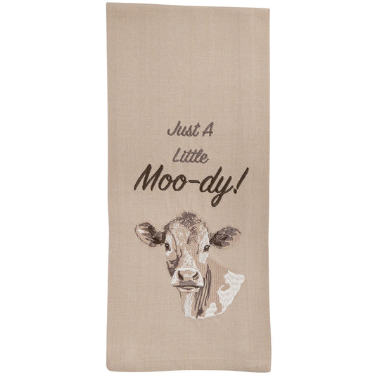 Park Designs Just A Little Moo-Dy Embroidered Dishtowel - Set of 6