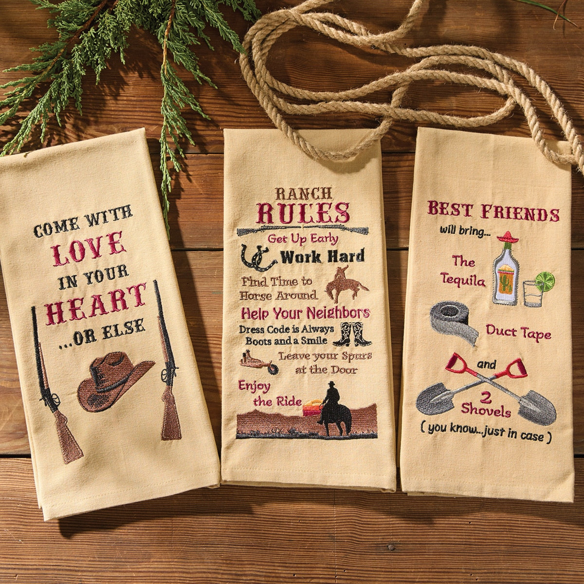 Park Designs Tequila And Duct Tape Embroidered Dishtowel - Set of 6