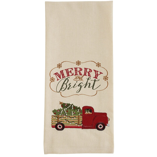 Park Designs Merry And Bright Truck Embroidered Dishtowel - Set of 2
