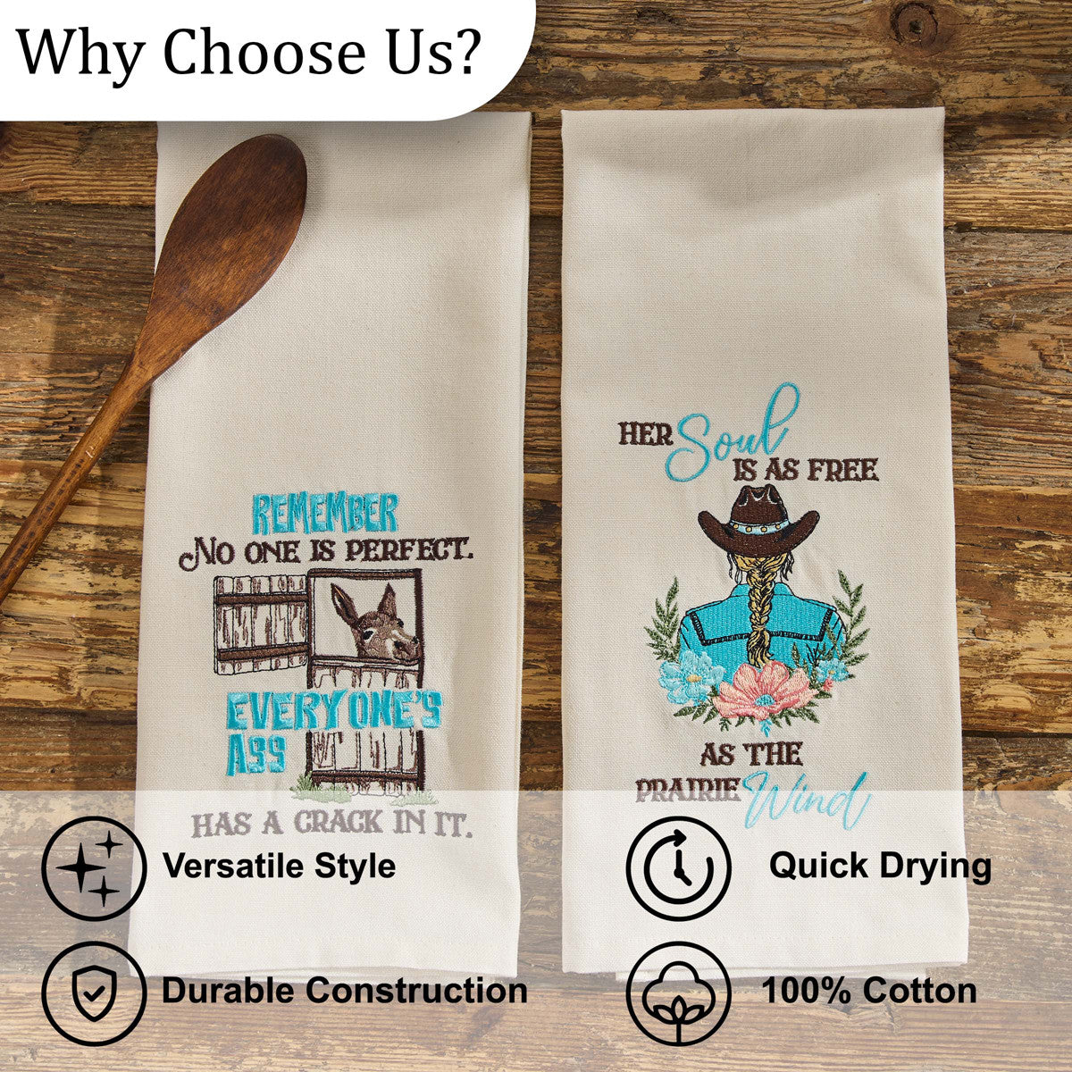 Park Designs No One Is Perfect Embroidered Dishtowel - Set of 6