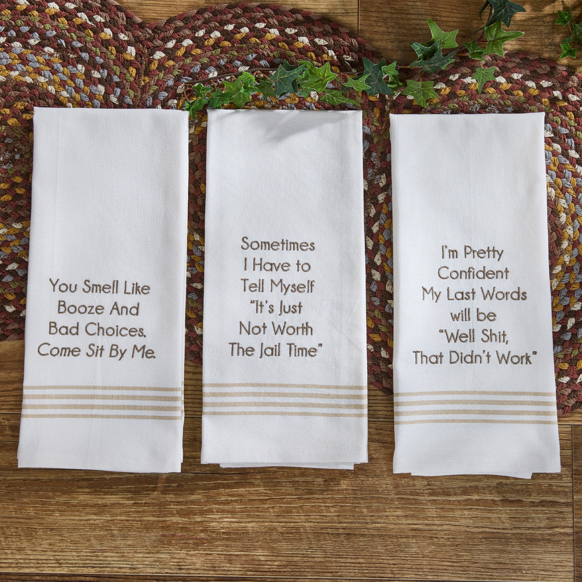 Park Designs Not Worth The Jail Time Sentiment Dishtowel - Set of 6