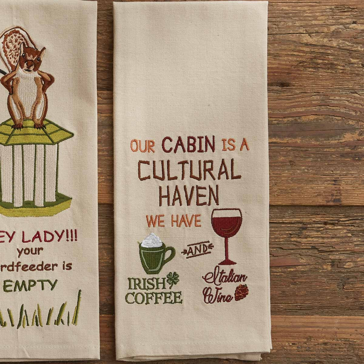 Park Designs Our Cabin Embroidered Dishtowel - Set of 6