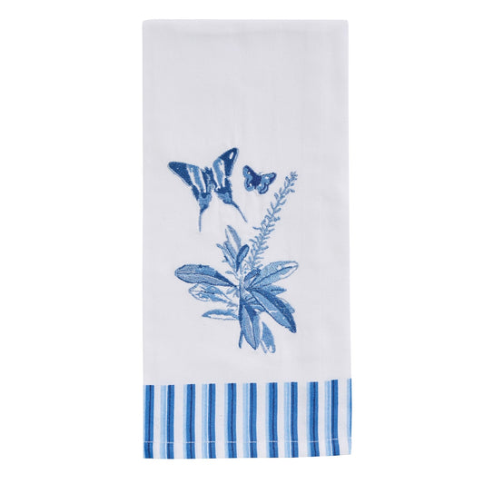 Park Designs Patricia Heaton Home Butterfly Embroidered Dishtowel Blue - Set of 6
