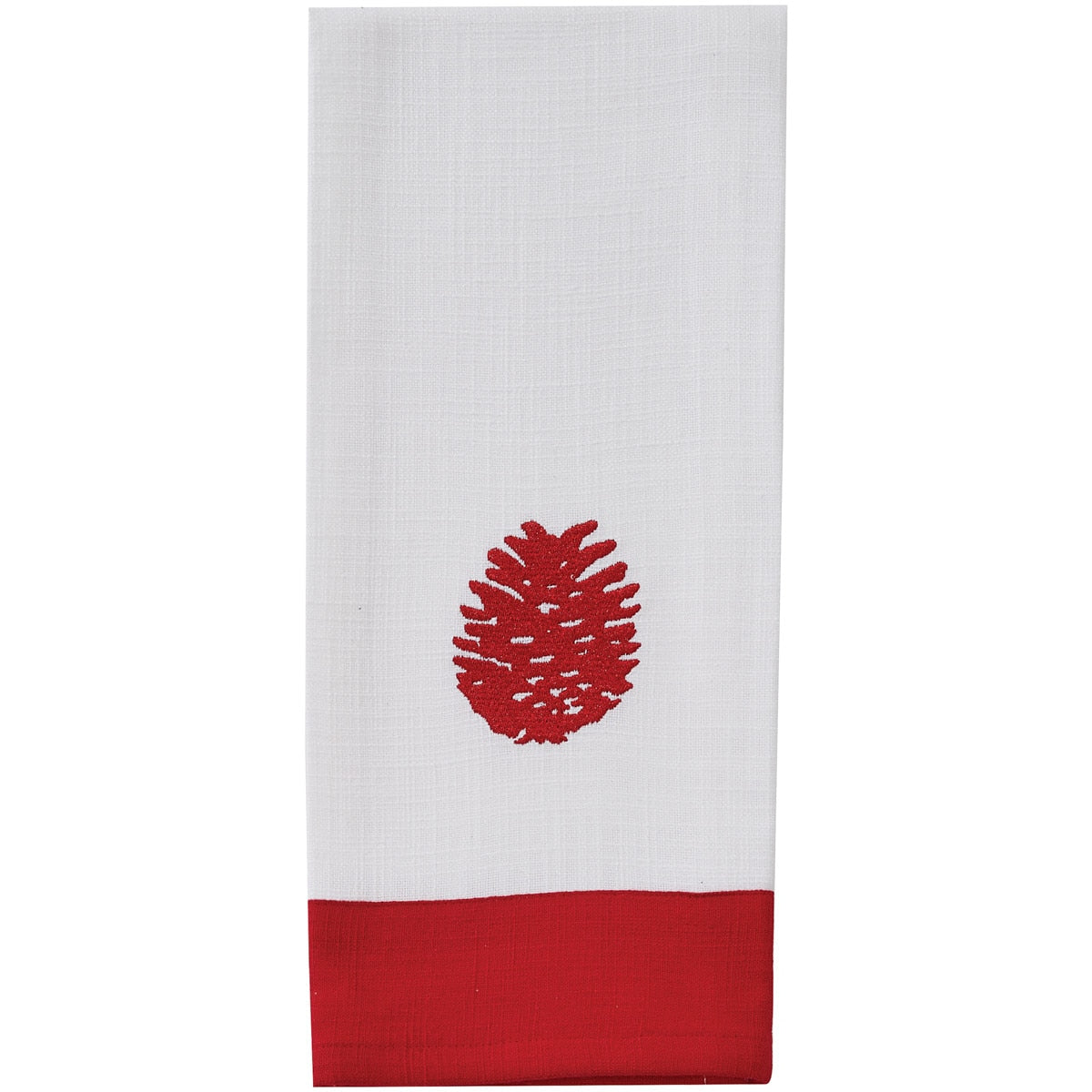 Park Designs Patricia Heaton Home Cranberry Embroidered Pinecone Dishtowel - Set of 6