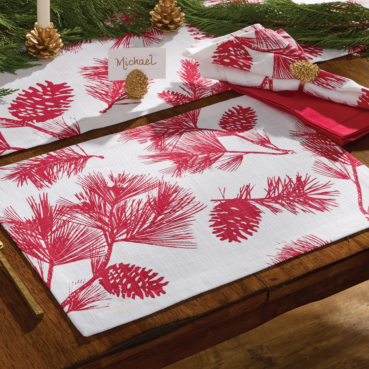 Park Designs Patricia Heaton Home Cranberry Pinecone Placemat - Set of 12