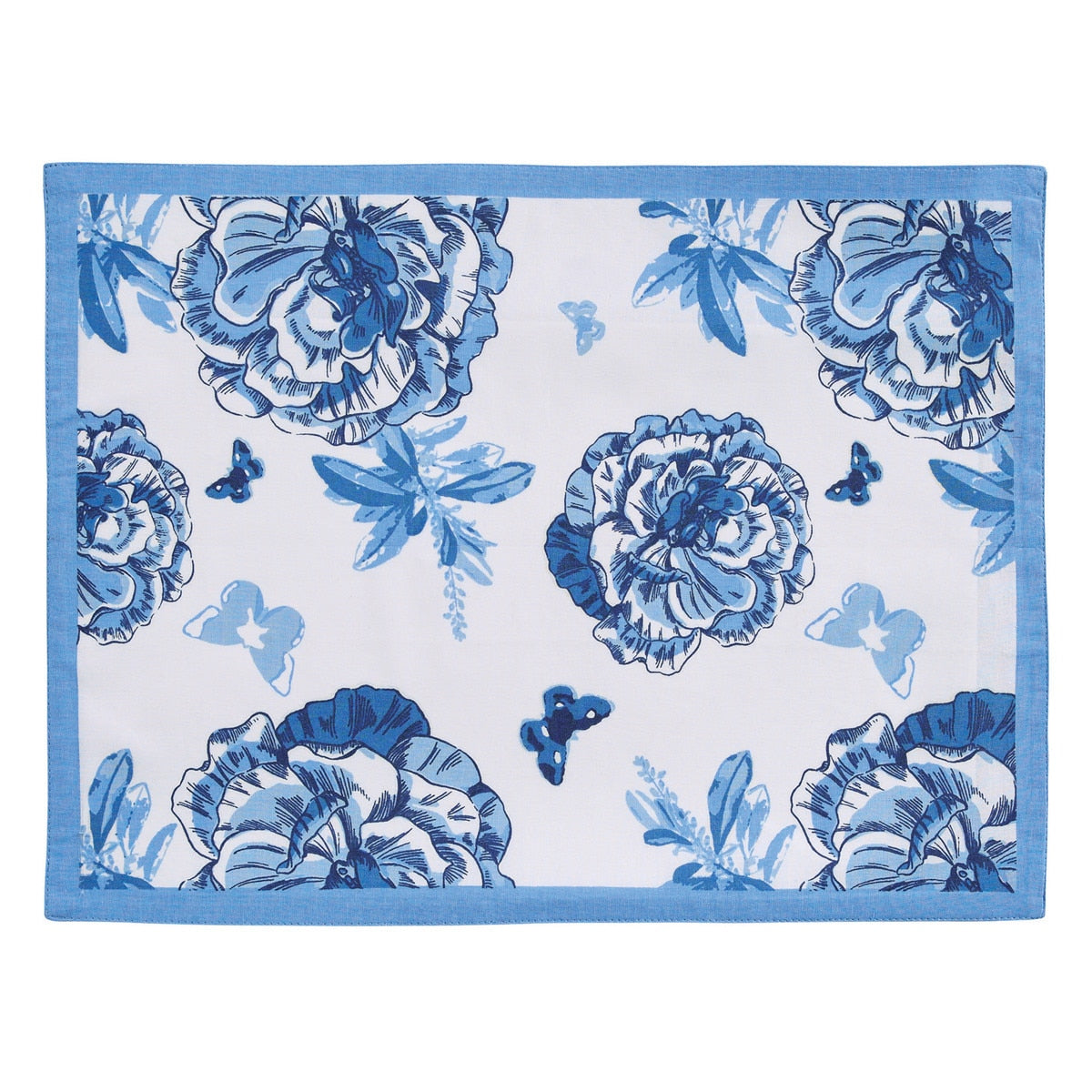 Park Designs Patricia Heaton Home Florals And Flitters Reversible Placemat Blue - Set of 12