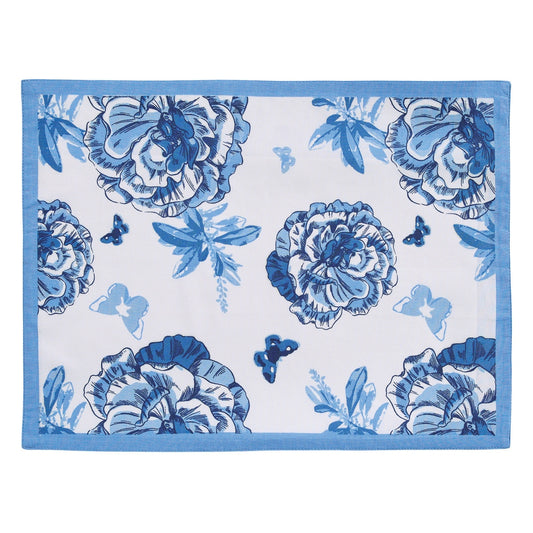 Park Designs Patricia Heaton Home Florals And Flitters Reversible Placemat Blue - Set of 12