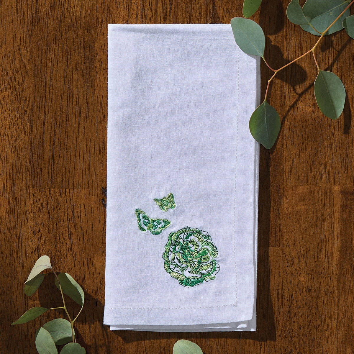 Park Designs Patricia Heaton Home Florals & Flitters Embroidered Green Napkin - Set of 12