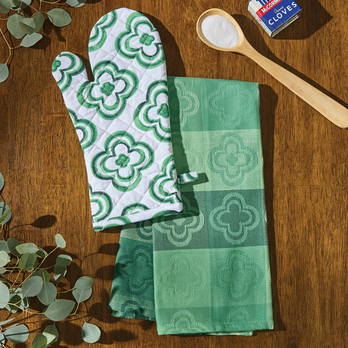 Park Designs Patricia Heaton Home Geo Jacquard Dishtowel Green - Set of 6