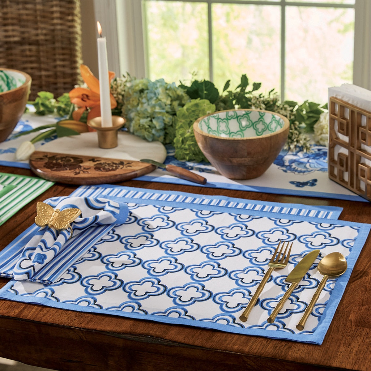 Park Designs Patricia Heaton Home Geo Reversible Placemat Blue - Set of 12