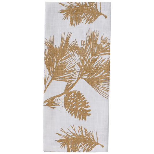 Park Designs Patricia Heaton Home Gold Bordered Pinecone Dishtowel - Set of 6