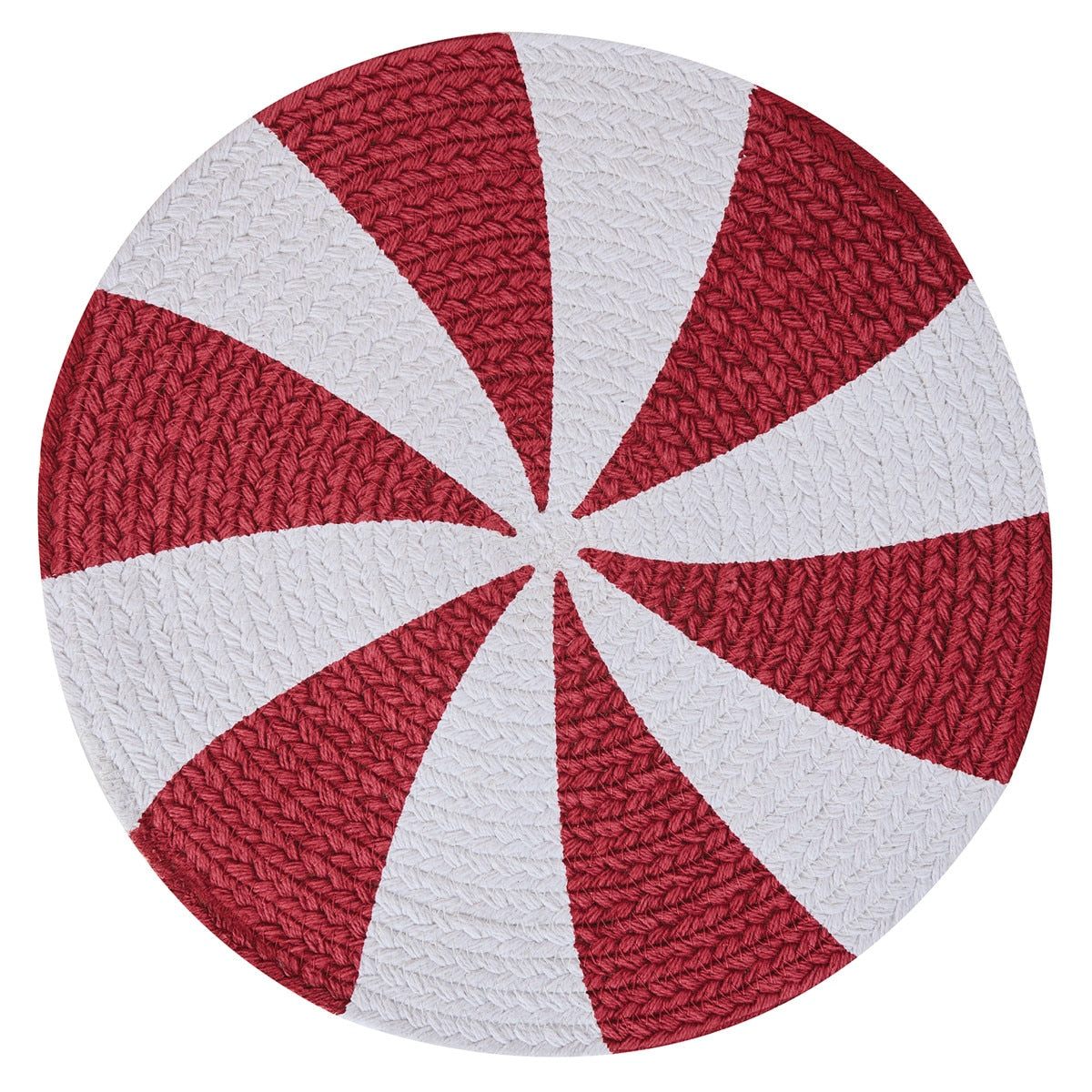Park Designs Peppermint Candy Print Braid Placemat 15" Dia - Set of 12