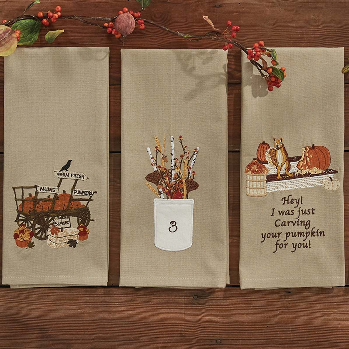 Park Designs Pumpkin Wagon Emb Dishtowel - Set of 6