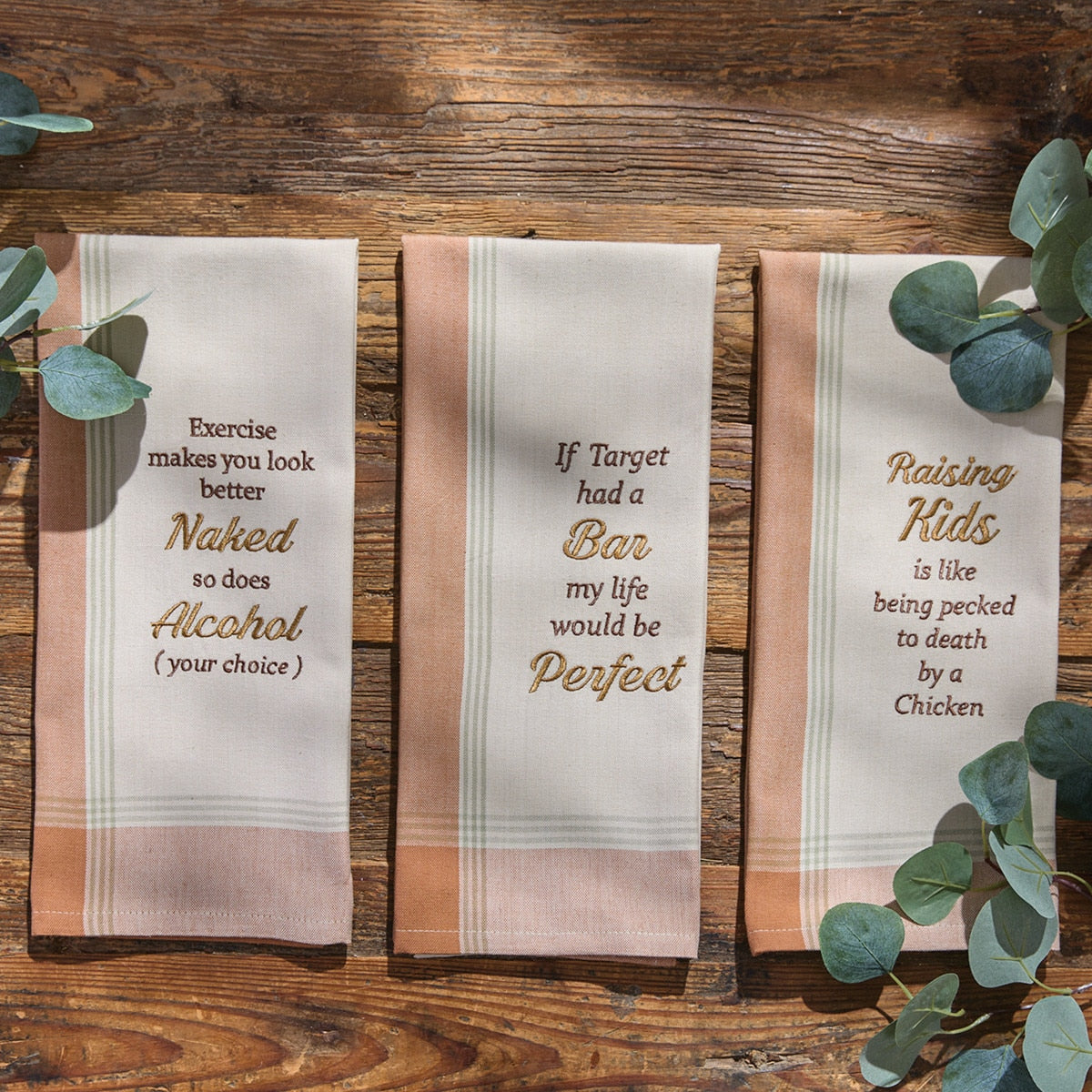 Park Designs Exercise Makes You Look Sentiment Dishtowel - Set of 6