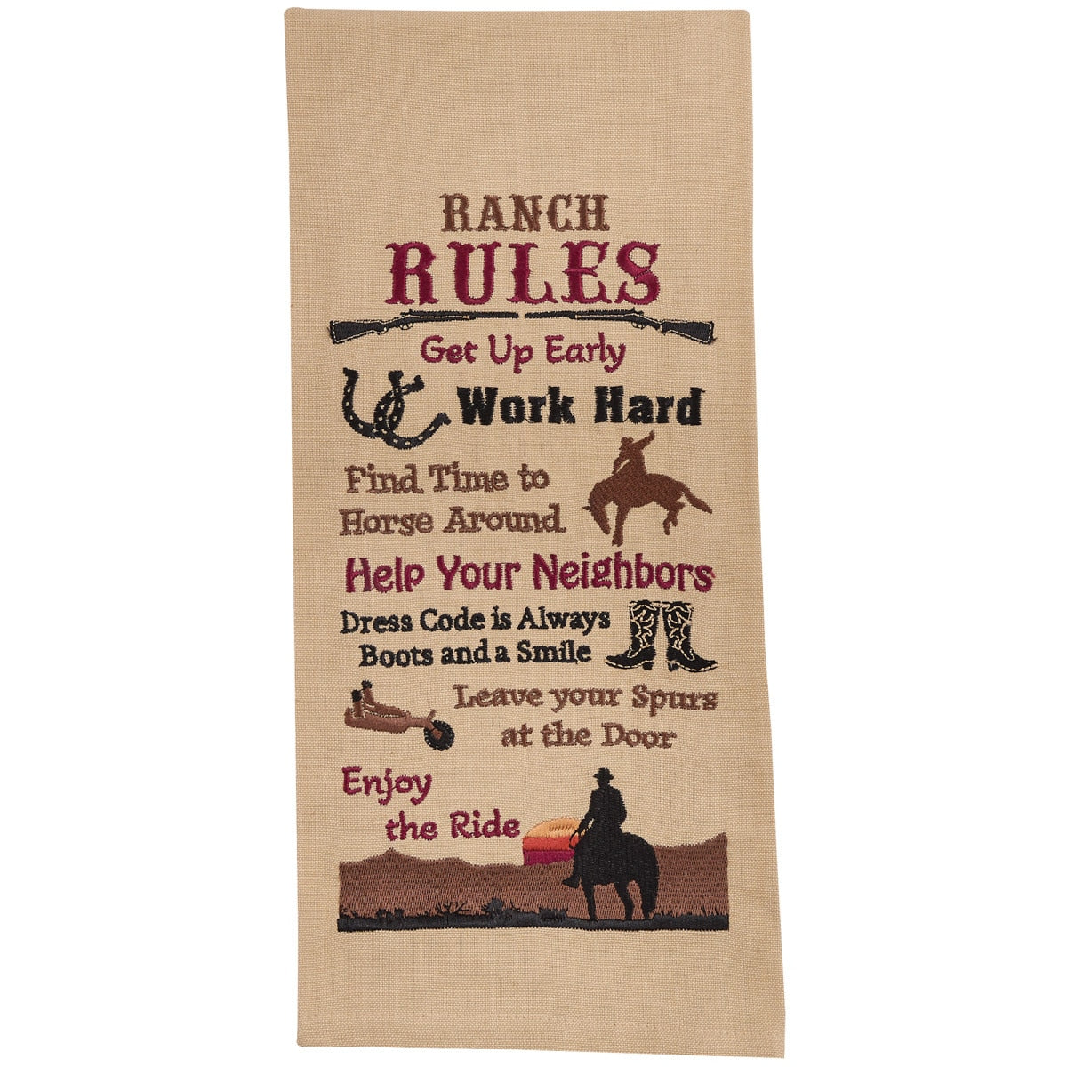 Park Designs Ranch Rules Embroidered Dishtowel - Set of 6