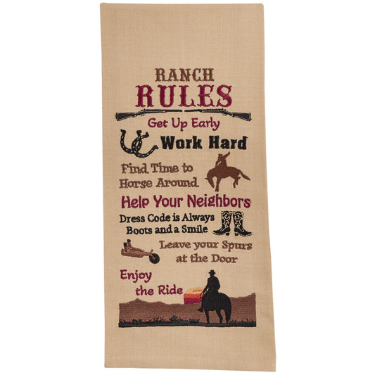 Park Designs Ranch Rules Embroidered Dishtowel - Set of 6
