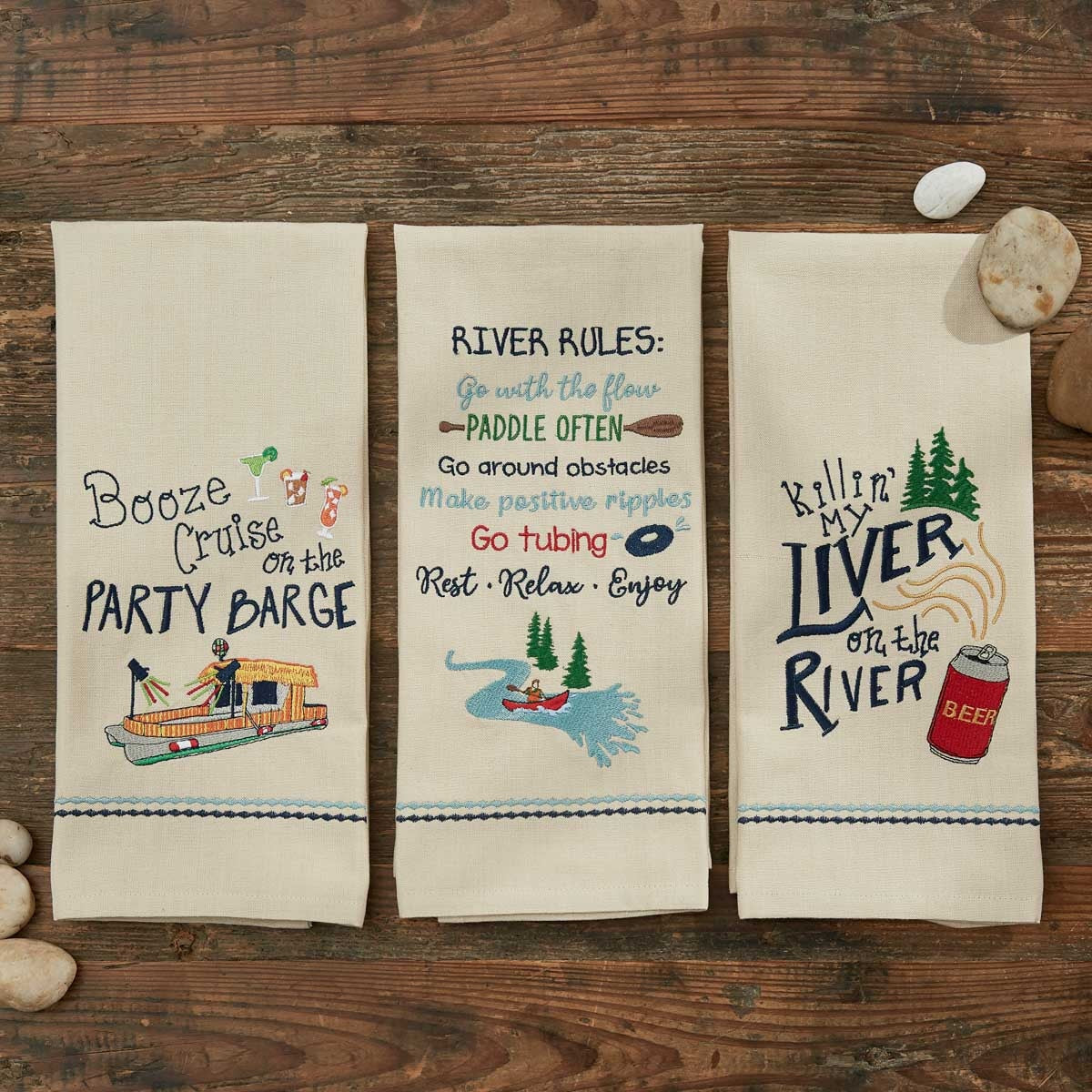 Park Designs River Rules Embroidered Dishtowel - Set of 2