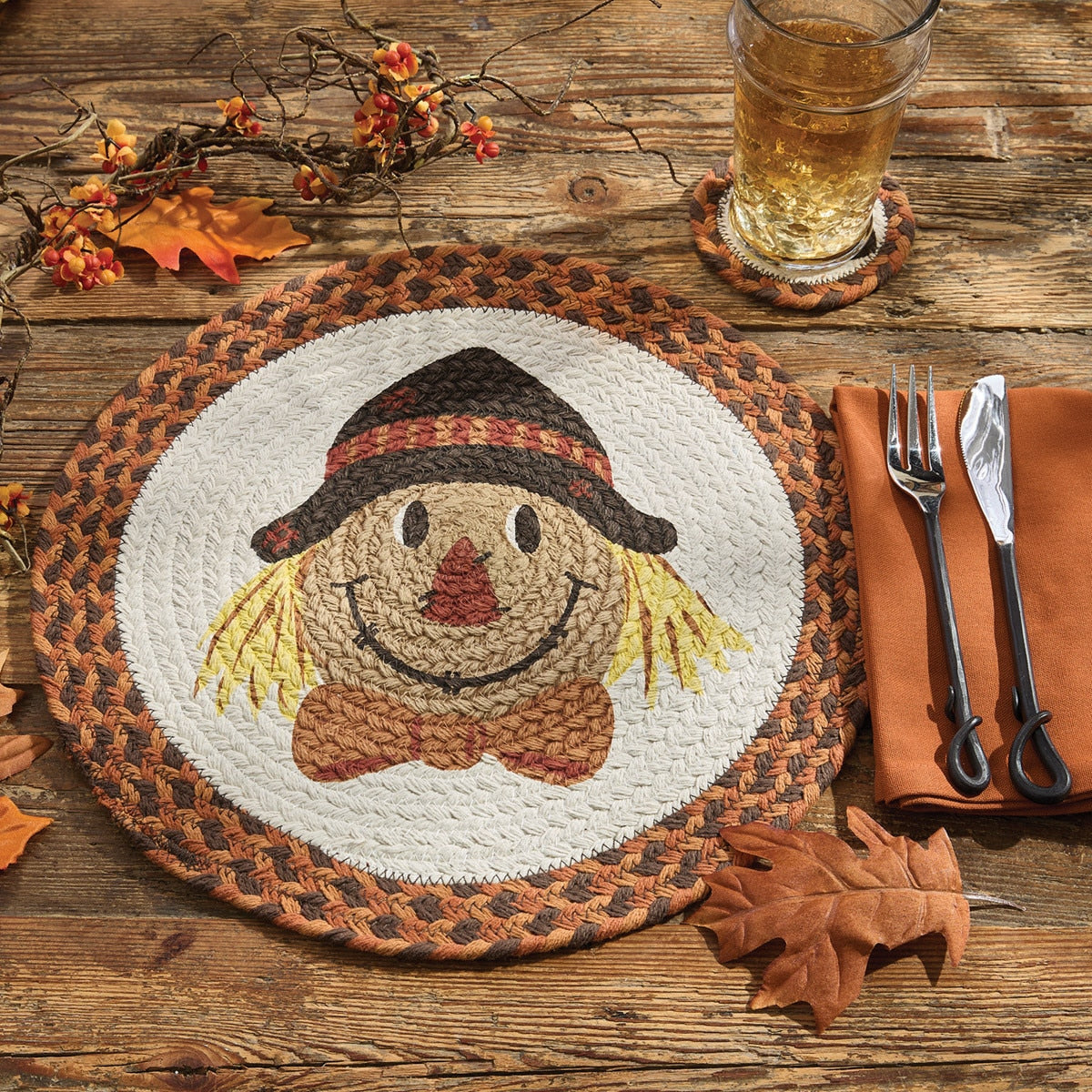 Park Designs Scarecrow Printed Braided Placemat - Set of 12