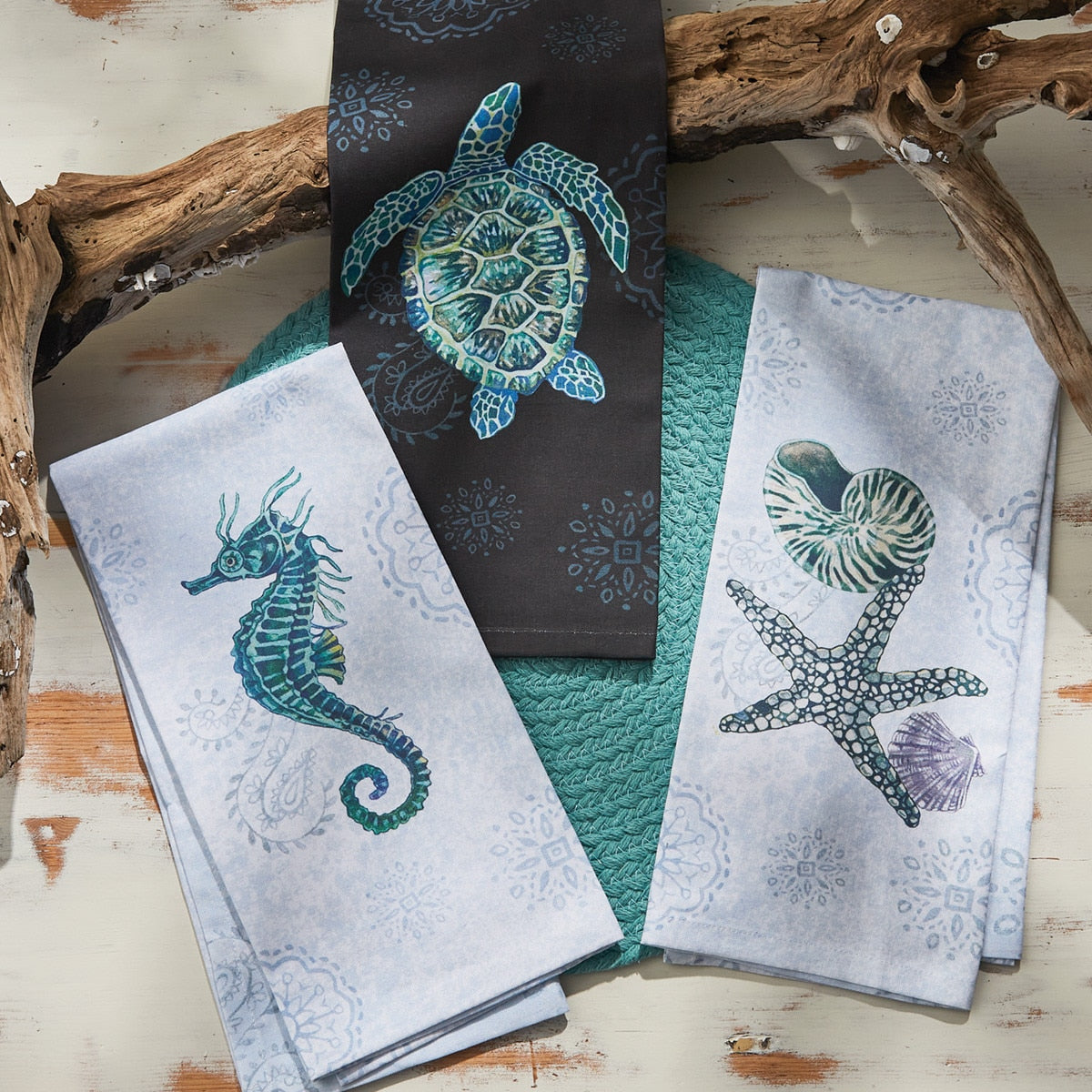 Park Designs Seahorse Decorative Dishtowel - Set of 6