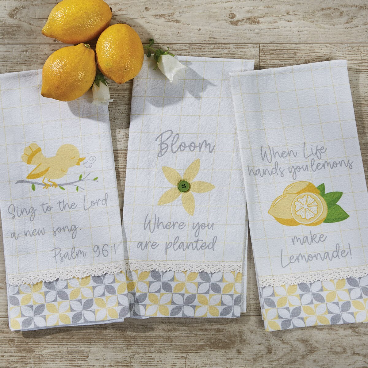 Park Designs Life Hands Lemons Flour Sack Dishtowel - Set of 2