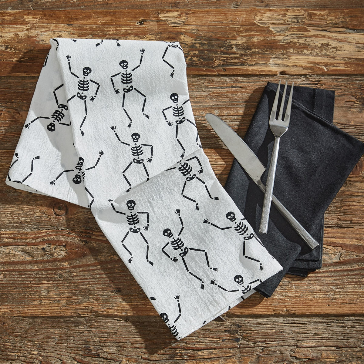 Park Designs Skeletons Flour Sack Printed Dishtowel - Set of 2