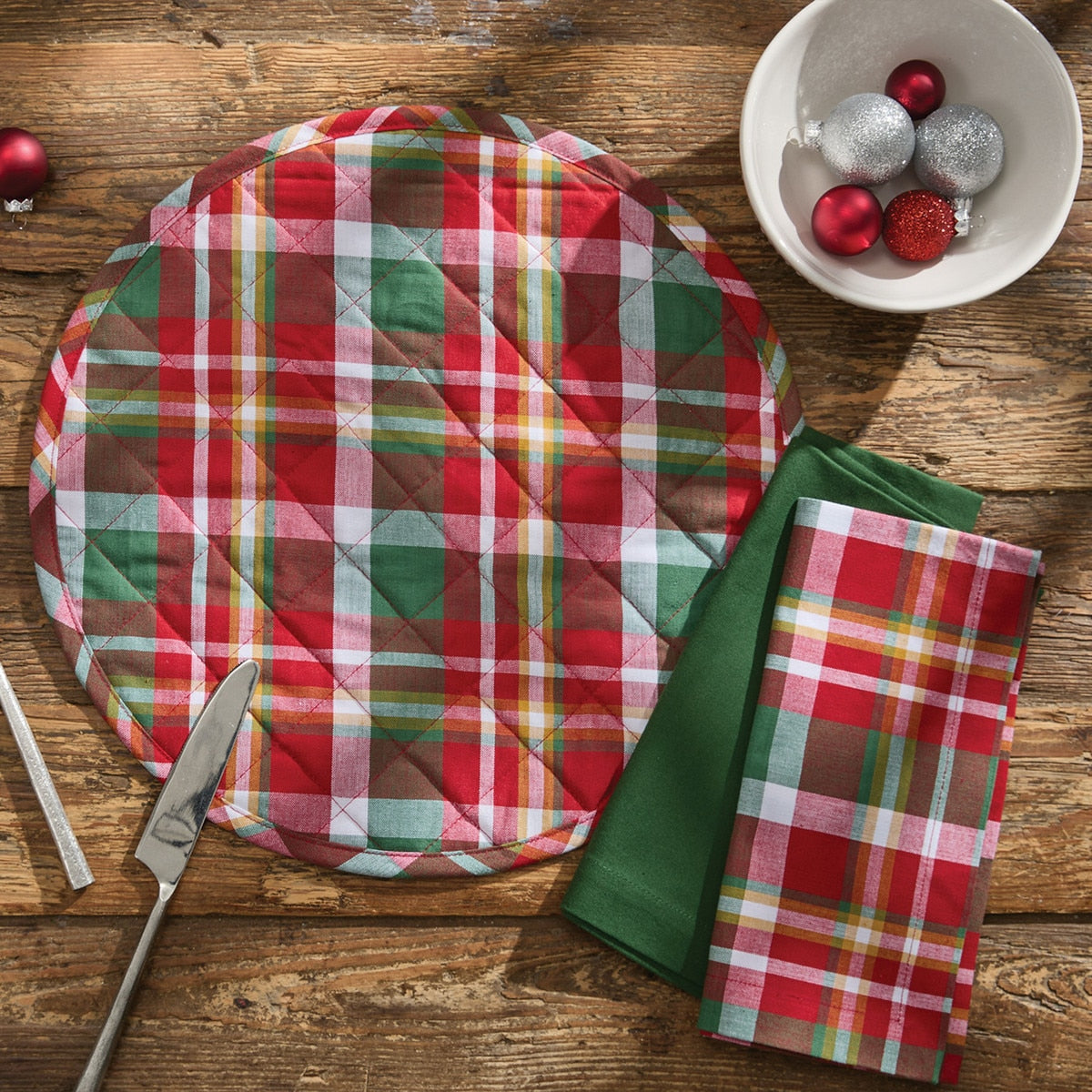 Park Designs Sleigh Bell Plaid Quilted Placemat - Set of 12