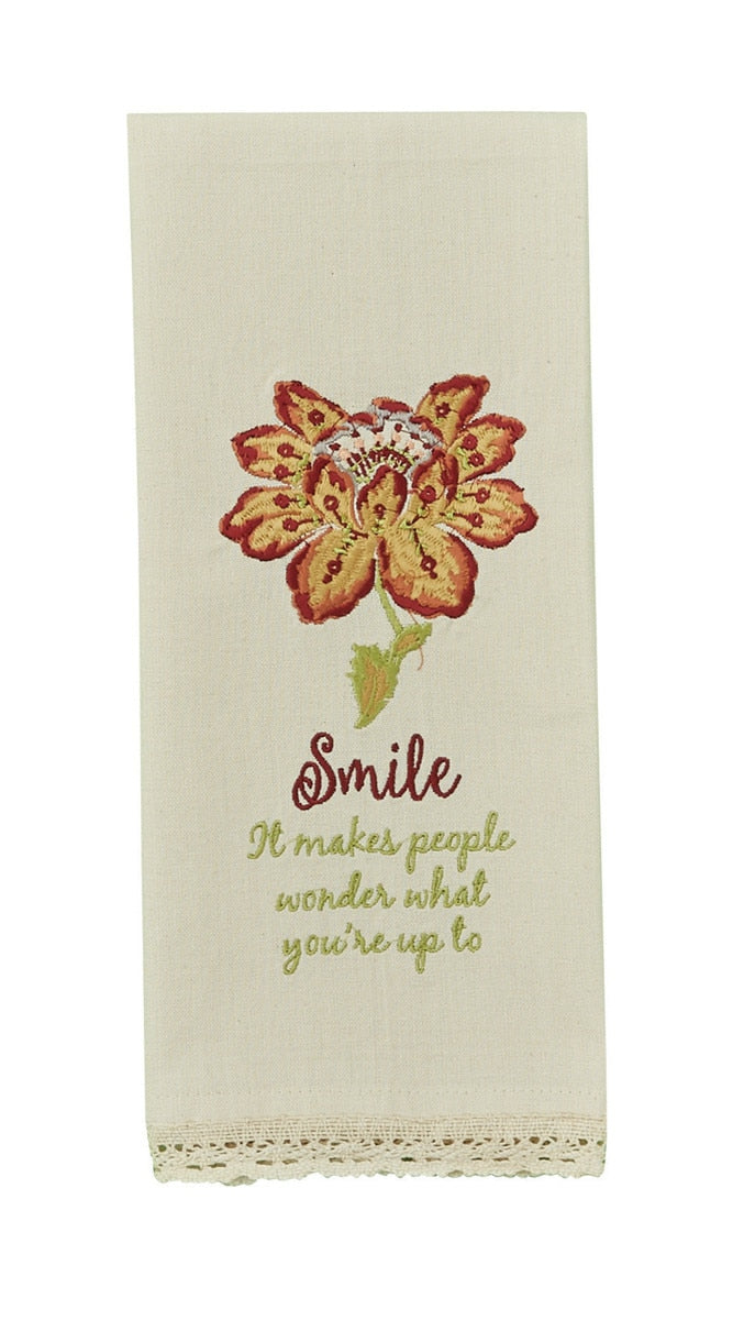 Park Designs Smile Embroidered Dishtowel - Set of 6