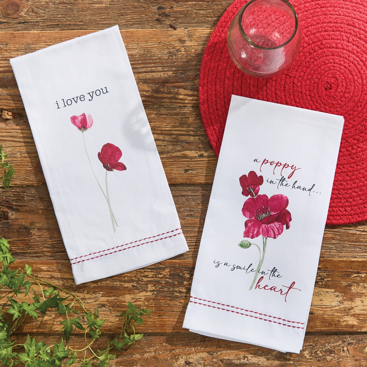 Park Designs Smile In The Heart Dishtowel - Set of 6