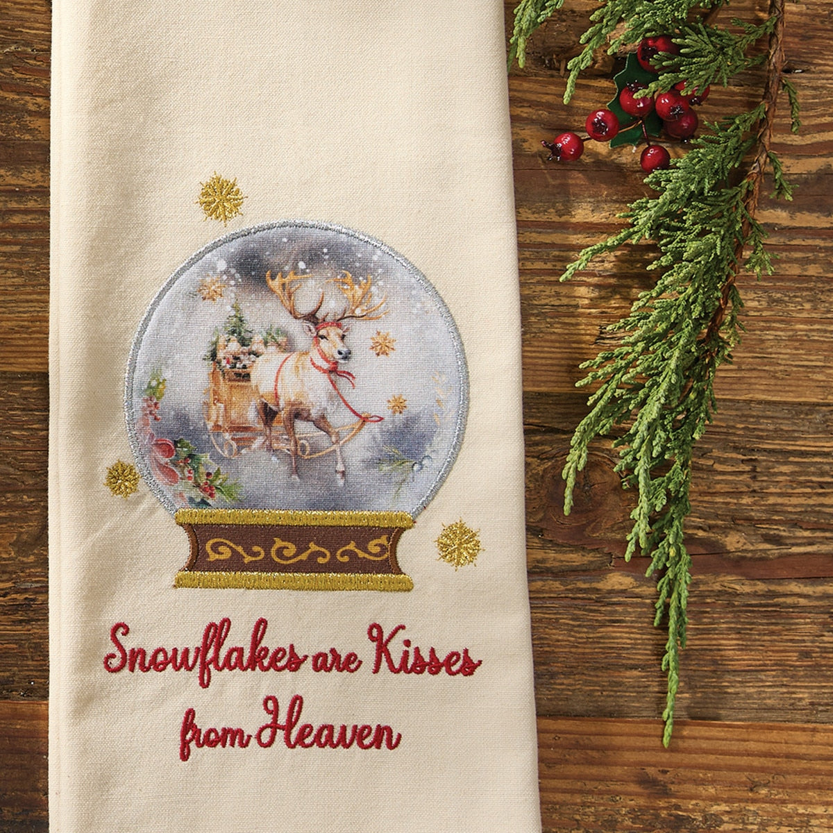 Park Designs Snow Globe Reindeer Decorative Dishtowel - Set of 6