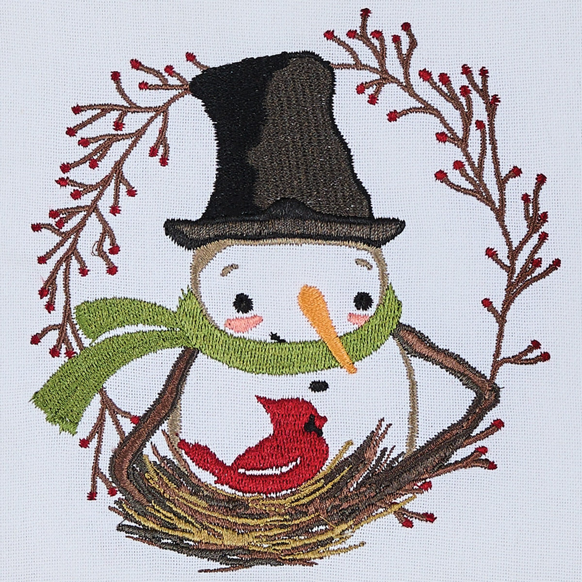 Park Designs Snowman And Berry Wreath Dishtowel - Set of 6