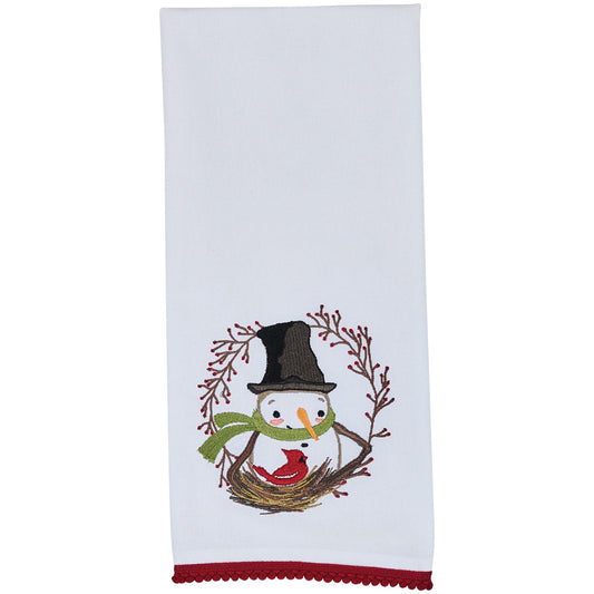 Park Designs Snowman And Berry Wreath Dishtowel - Set of 6