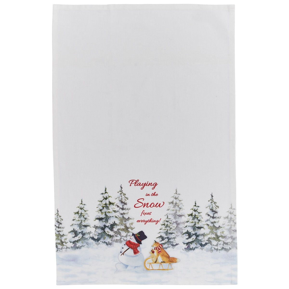 Park Designs Snowman With Sled Embroidered Dishtowel - Set of 2