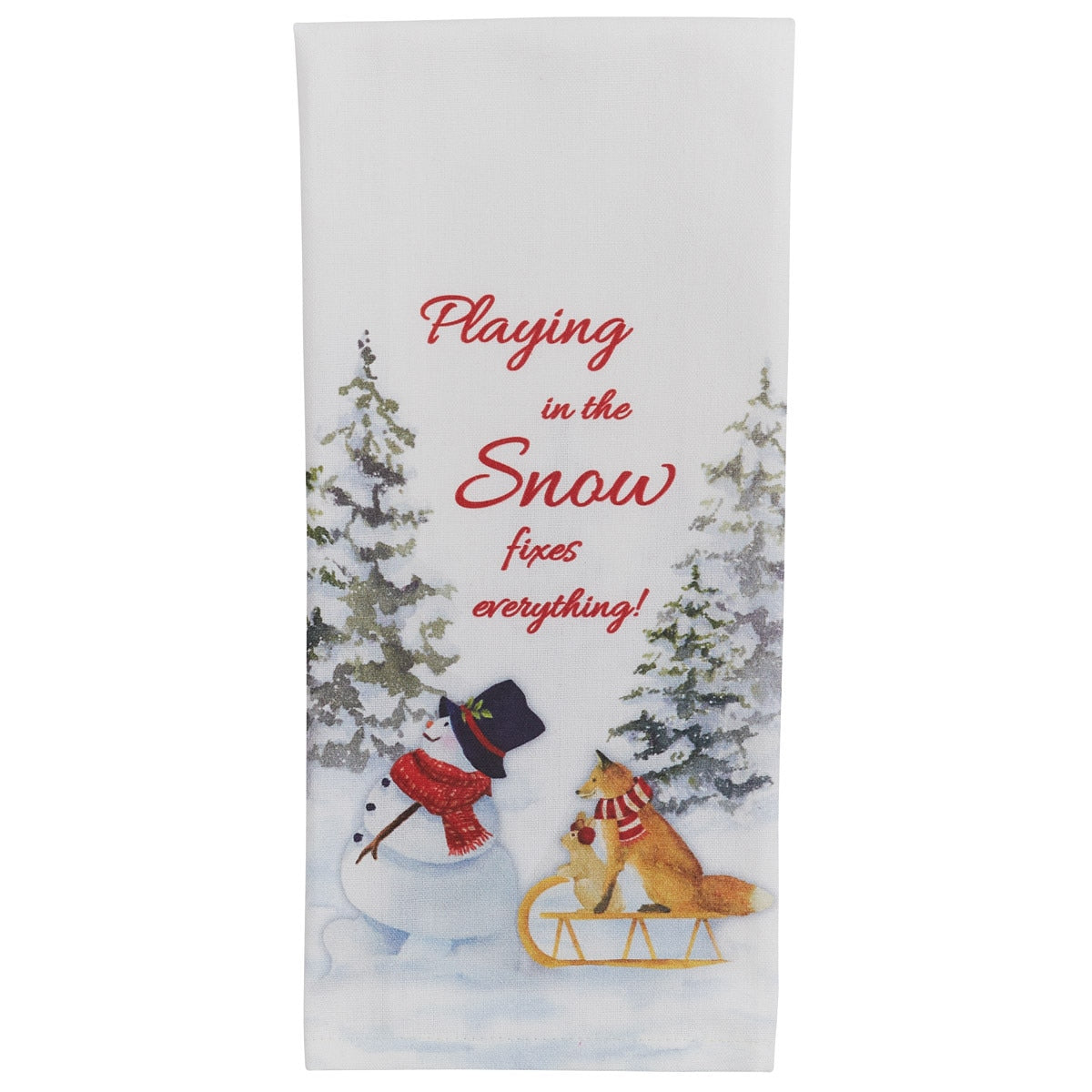 Park Designs Snowman With Sled Embroidered Dishtowel - Set of 2