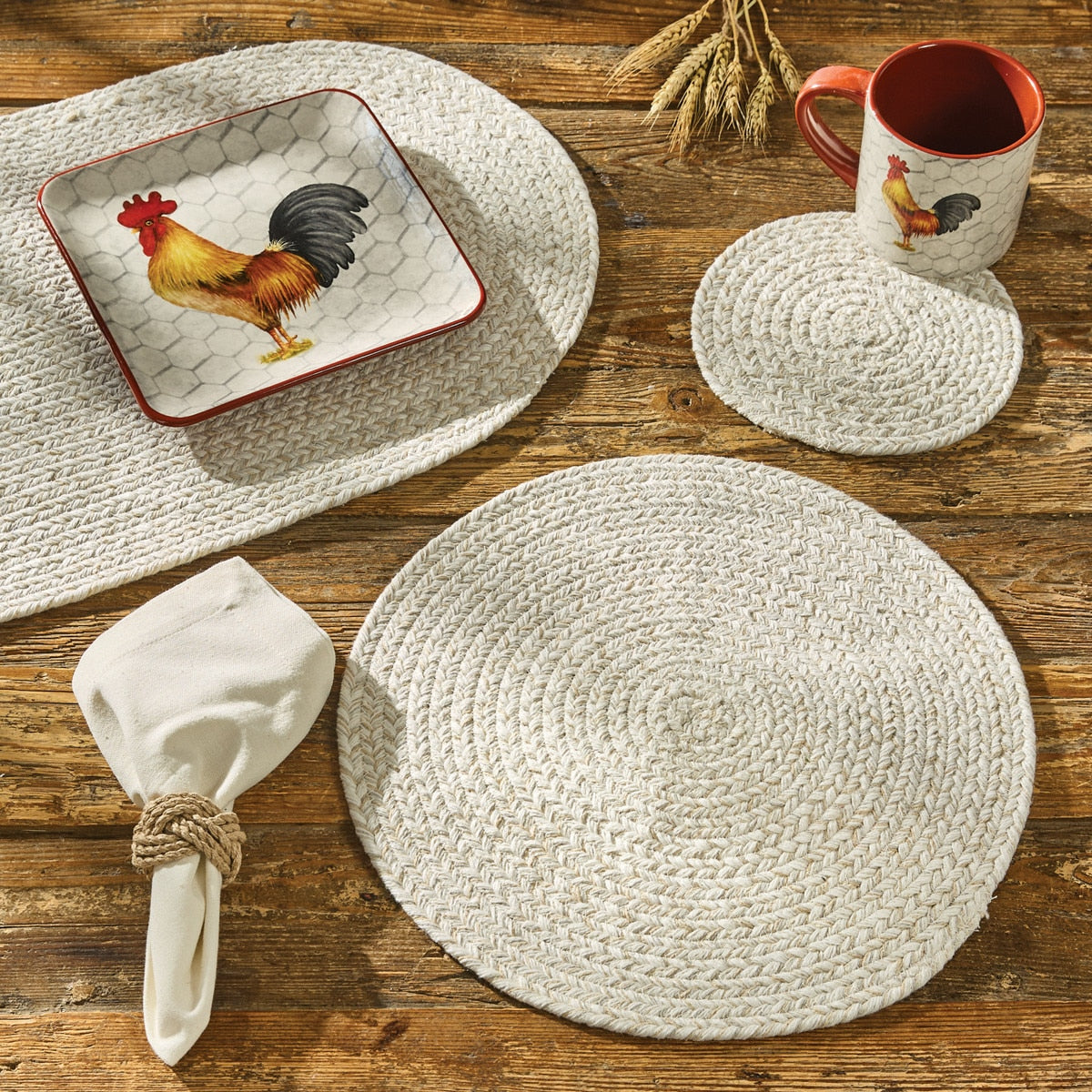 Park Designs Spice Bin Braided Placemat Sea Salt - Set of 12
