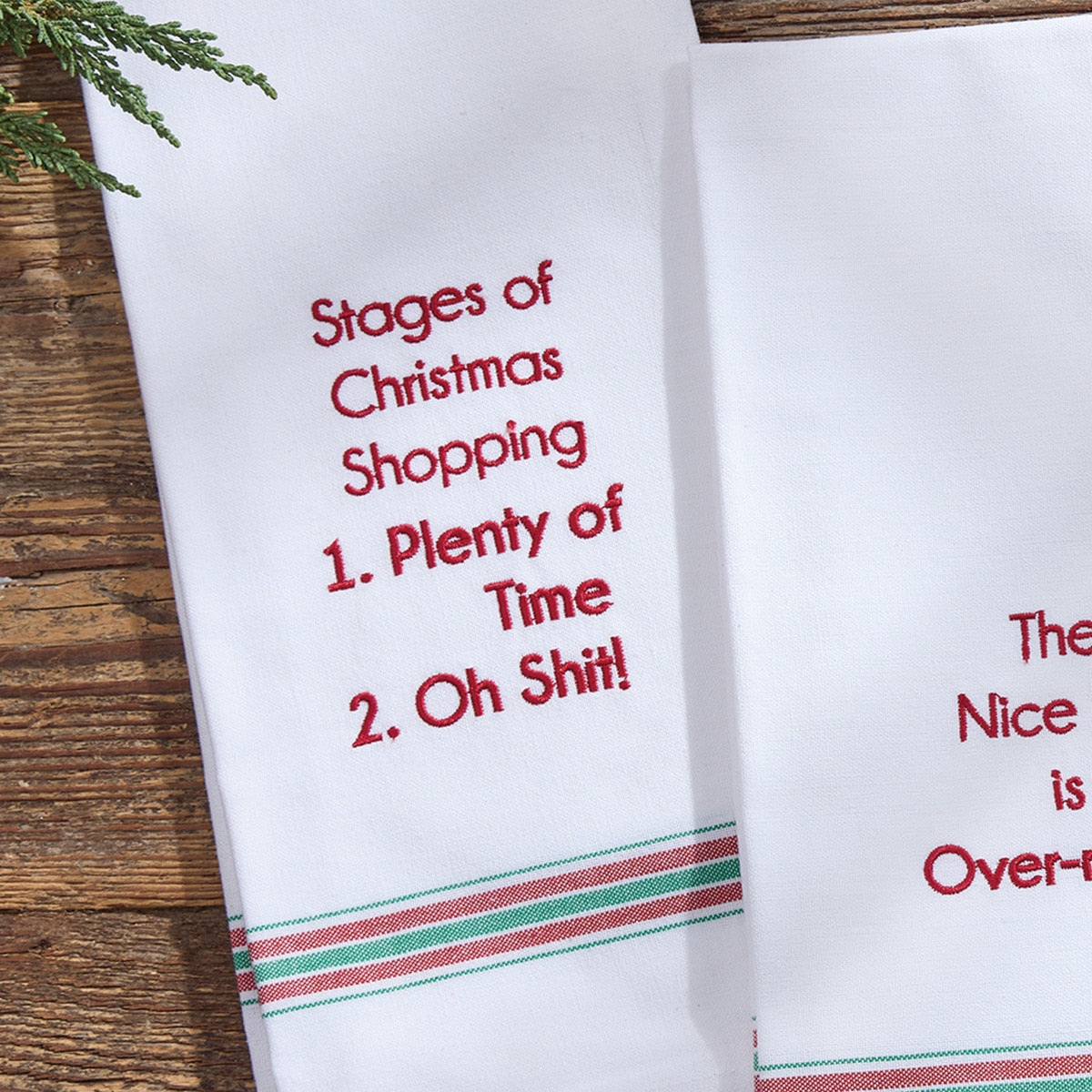 Park Designs Stages Of Christmas Shopping Dishtowel - Set of 6