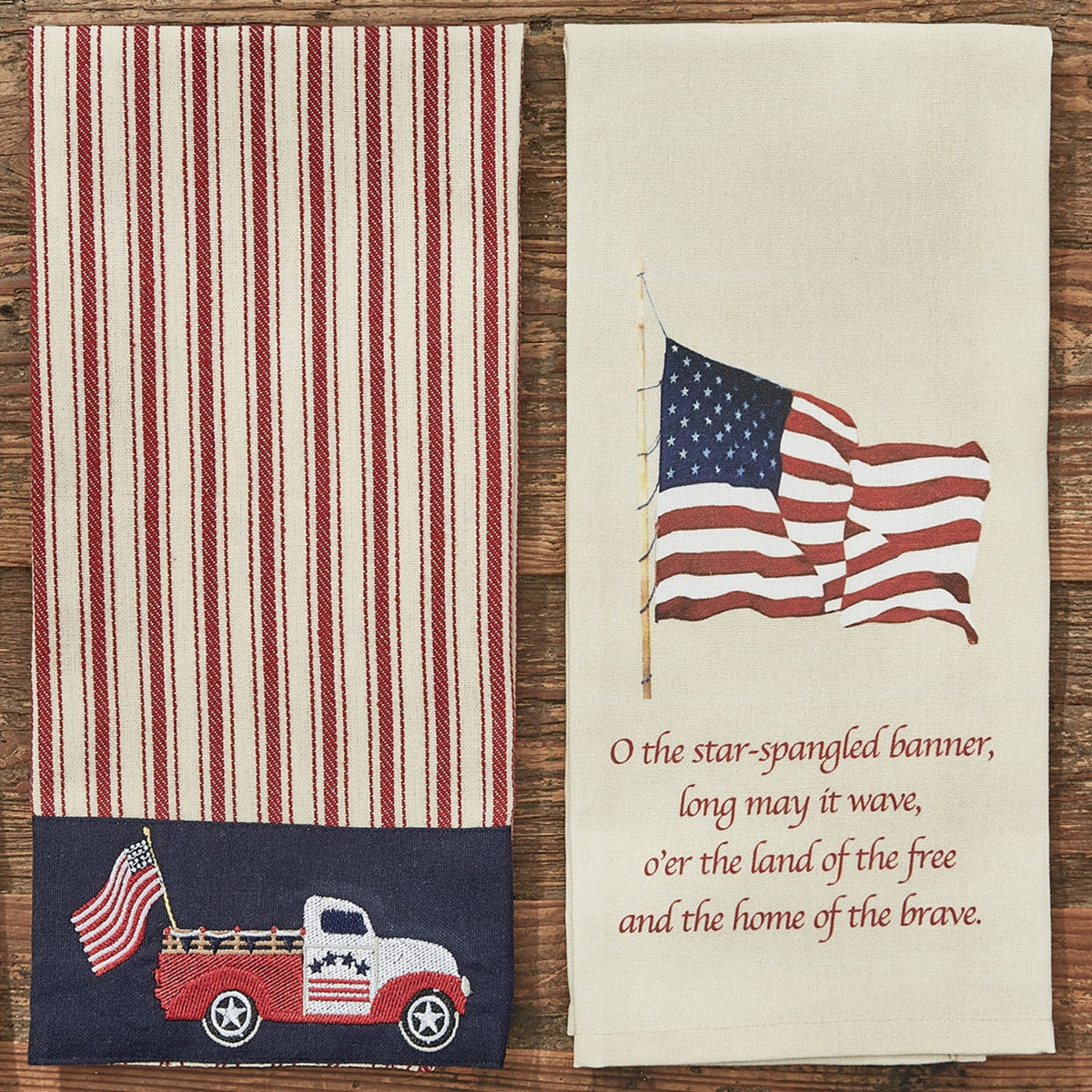 Park Designs Star Spangled Truck Embroidered Dishtowel - Set of 2