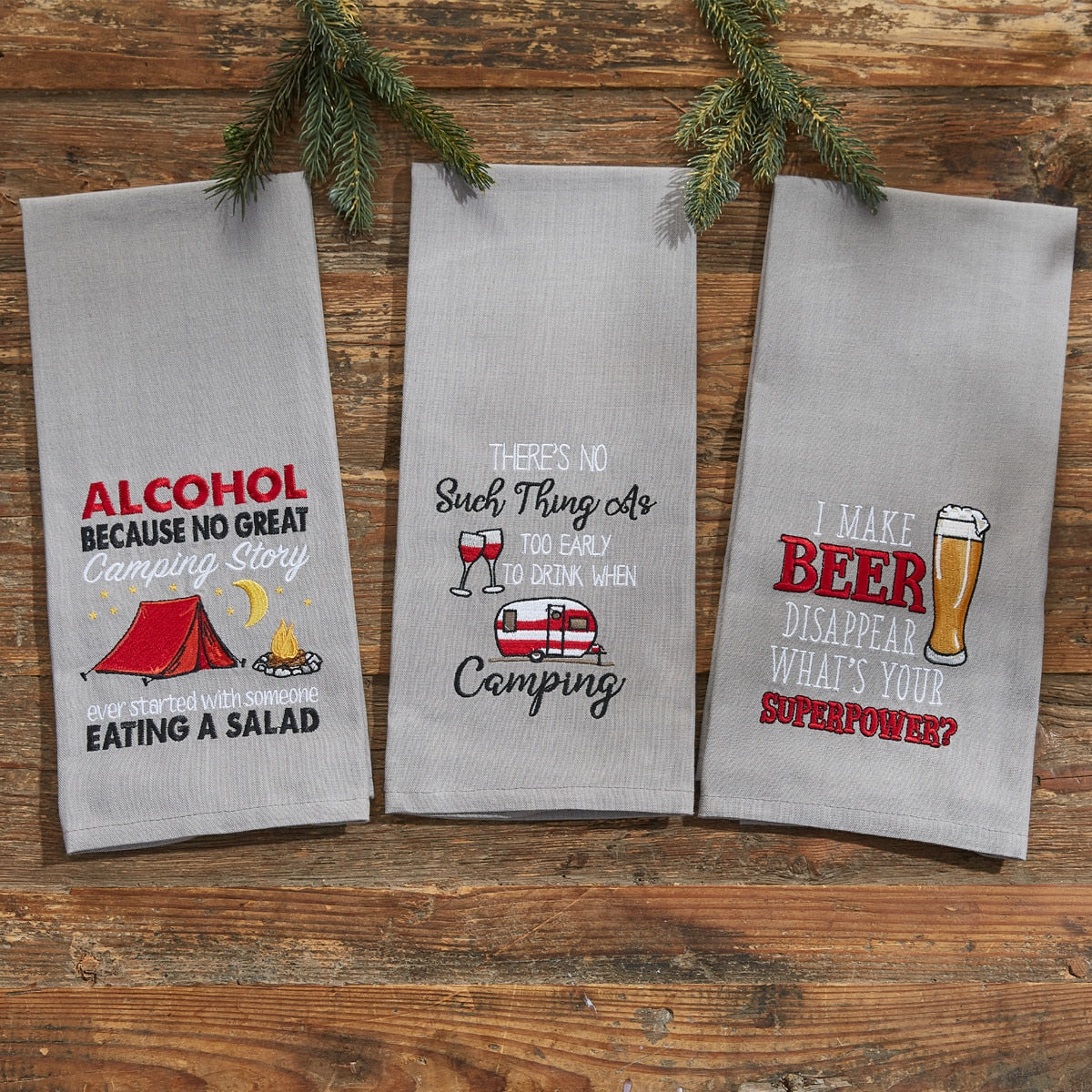 Park Designs No Great Camping Story Embroidered Dishtowel - Set of 2
