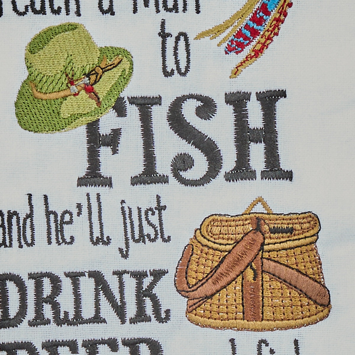 Park Designs Teach A Man To Fish Embroidered Dishtowel - Set of 6
