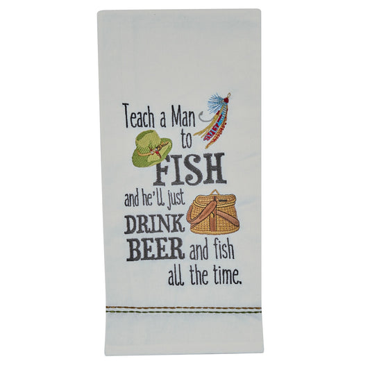 Park Designs Teach A Man To Fish Embroidered Dishtowel - Set of 6